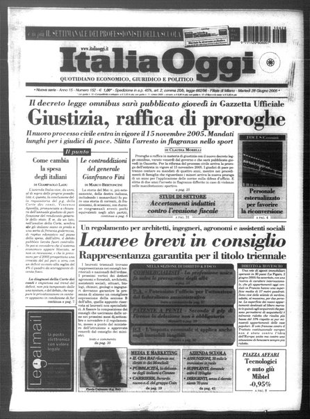 Italia oggi : quotidiano di economia finanza e politica